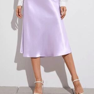 Lavender Satin Midi Skirt P01